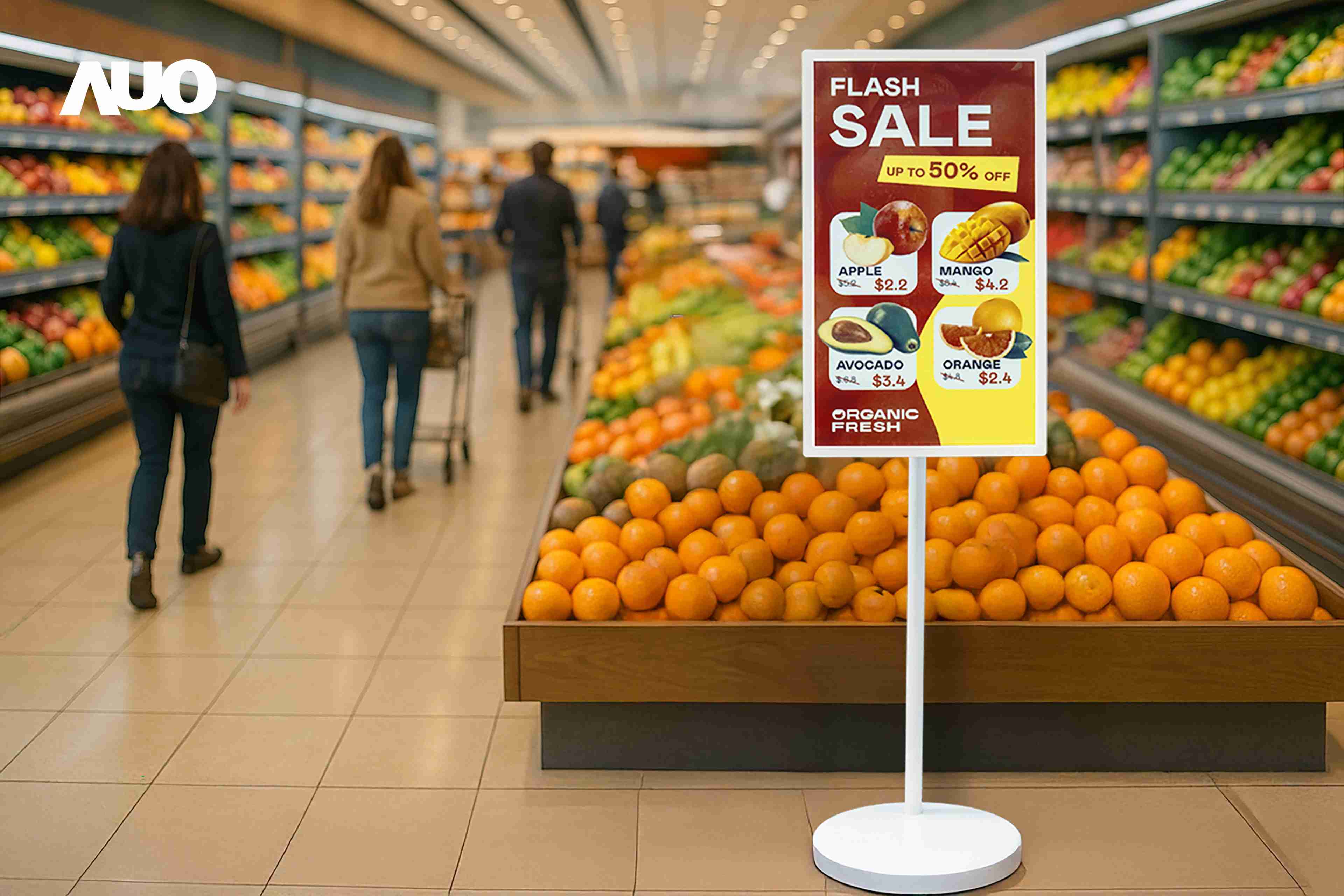 达擎首亮相低功耗、、、全彩的〝aecoPost电子纸解决方案〞，，仅在更新画面时需要微量的电力驱动，，，无需布建电线的便捷设计，，使其可灵活应用、、、、随意置放，，并可透过云端或行动装置app，，，轻松管理及排程广告内容，，，晋升店头营销利器。。